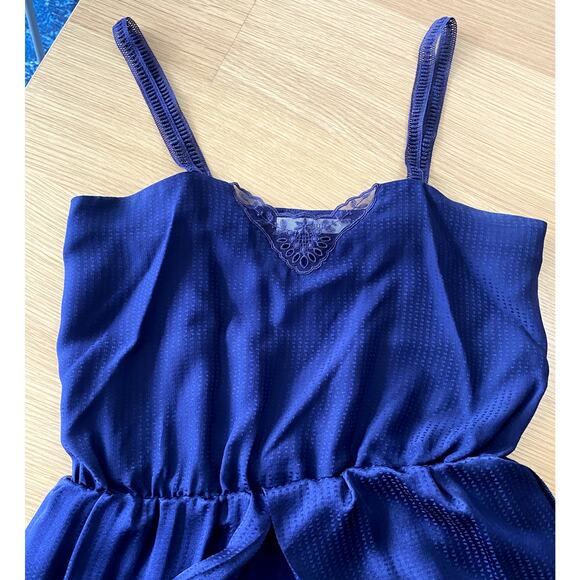 SESSUN Victorian Queen Silk Mini Dress Cap Sleeve Blouson Navy Blue Size XS - Picture 4 of 12